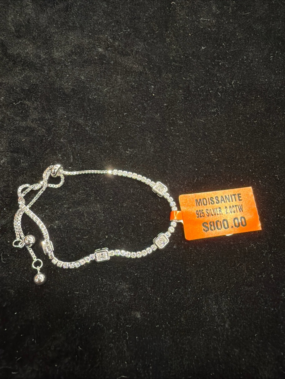 $800 Retail 2.0 Carats Moissanite 925 Sterling Silver Tennis Bracelet